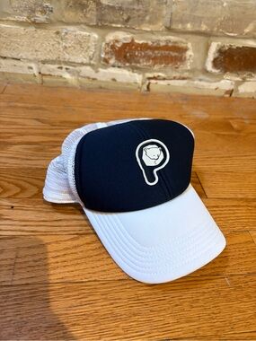 Penfield Black and White Trucker Cap with Logo